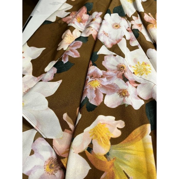 NWT - Calvin Klein Brown Floral Belted Handkerchief Hemline Dress Sz 14 - Picture 11 of 14